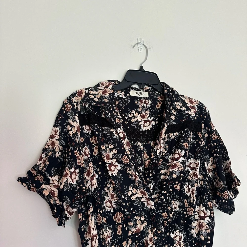 Aura Black Floral Midi Dress - Picture 2 of 5